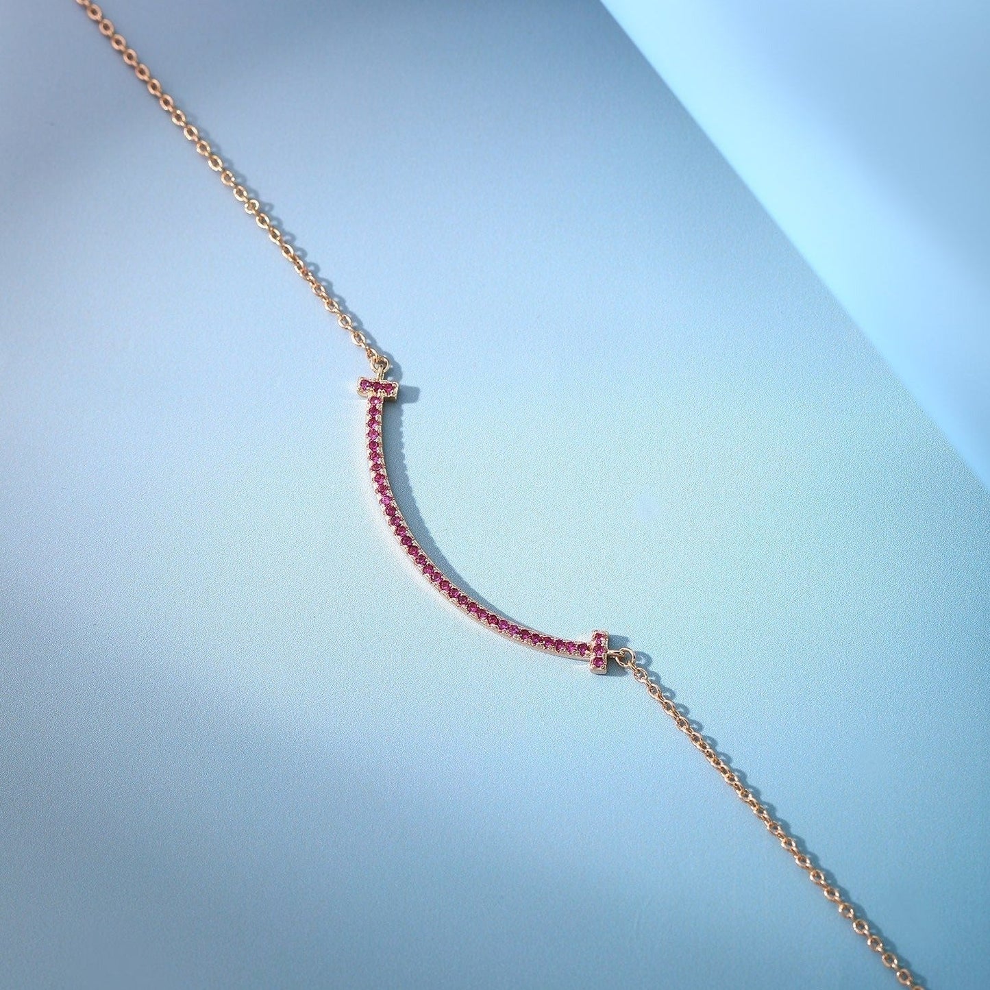 TIFFANY BIG SMILE PEDANT PINK DIAMOND NECKLACE