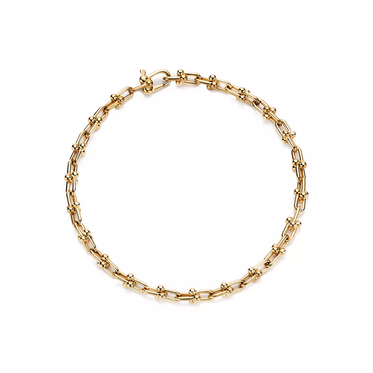 TIFFANY HARDWEAR MICRO LINK 44 MOTIF GOLD BRACELET