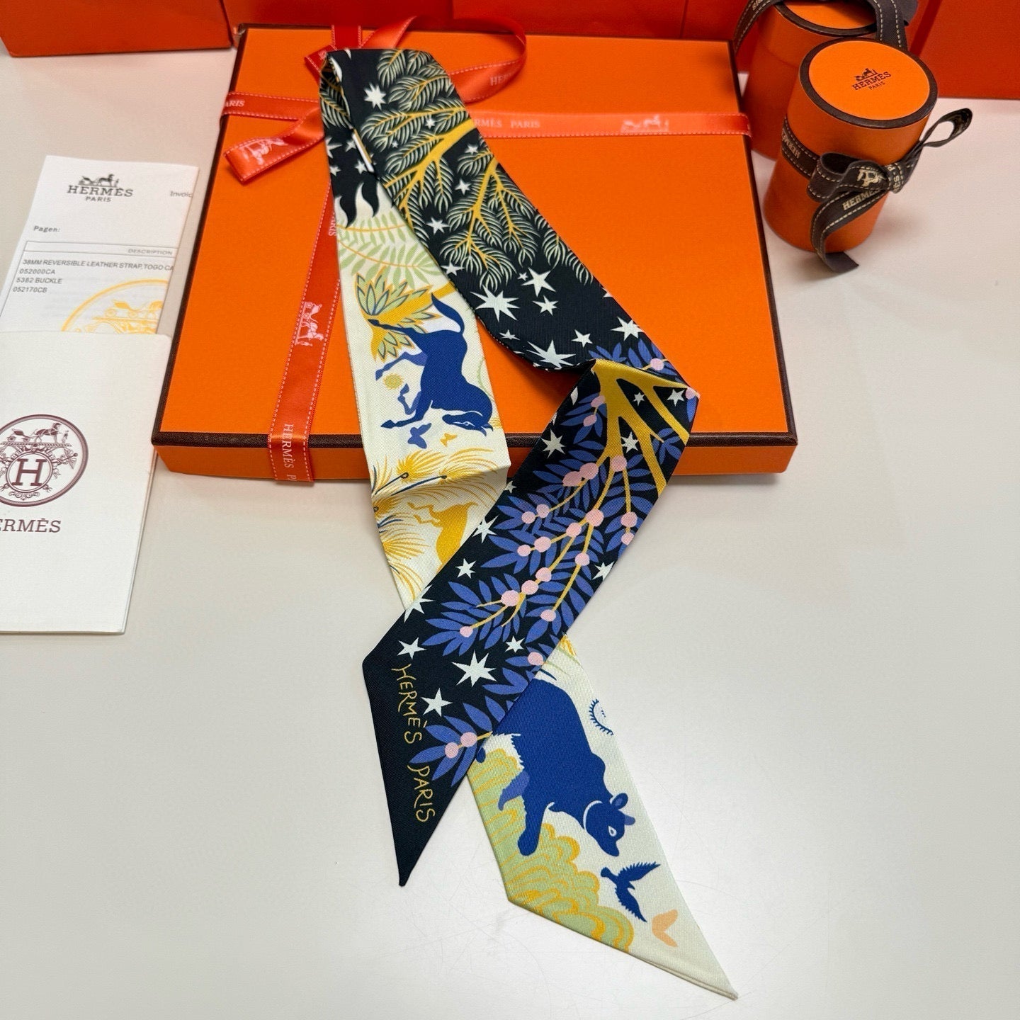 HERMES HERMES 25S SILK NECKERCHIEF 86 IN SILK 714354