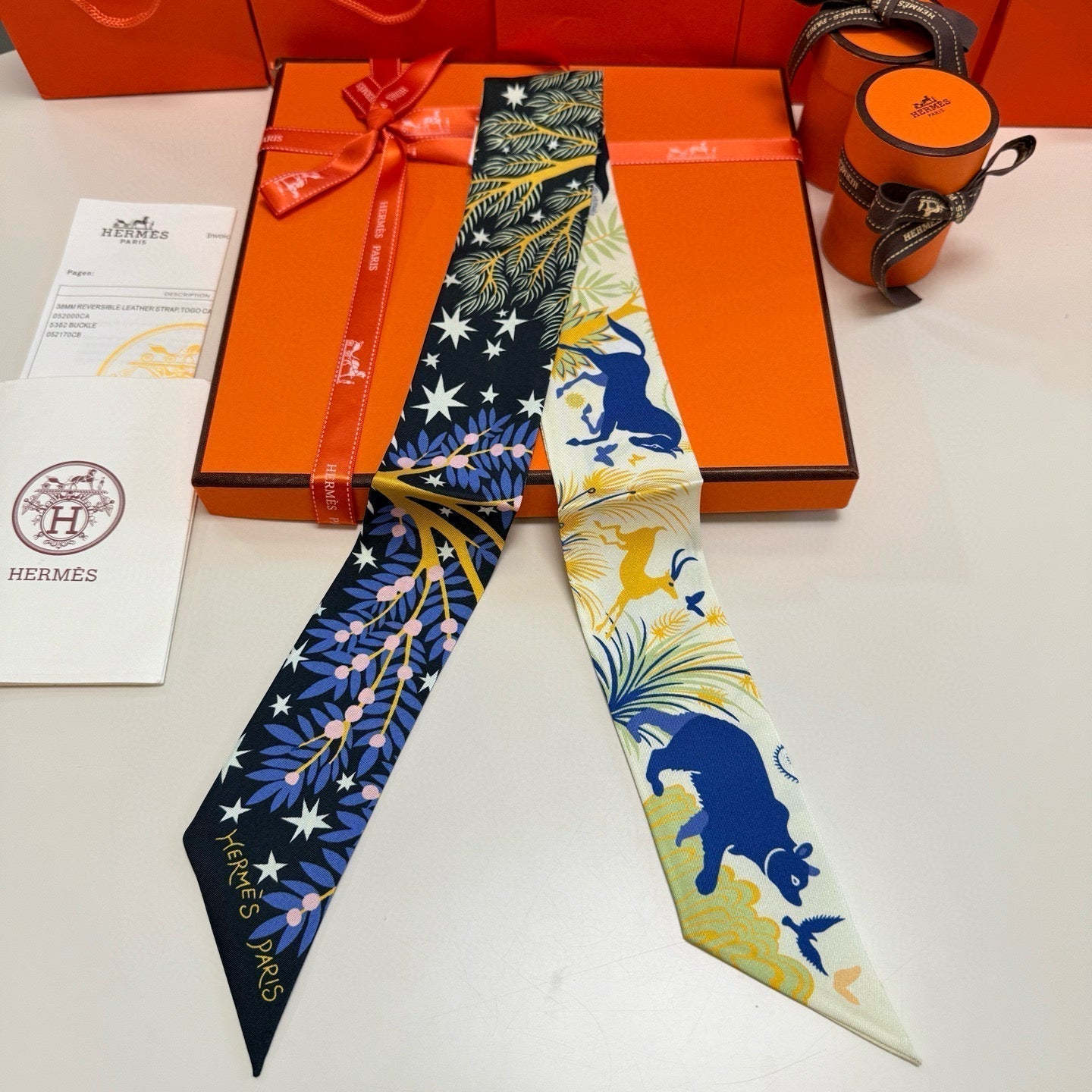 HERMES HERMES 25S SILK NECKERCHIEF 86 IN SILK 714354