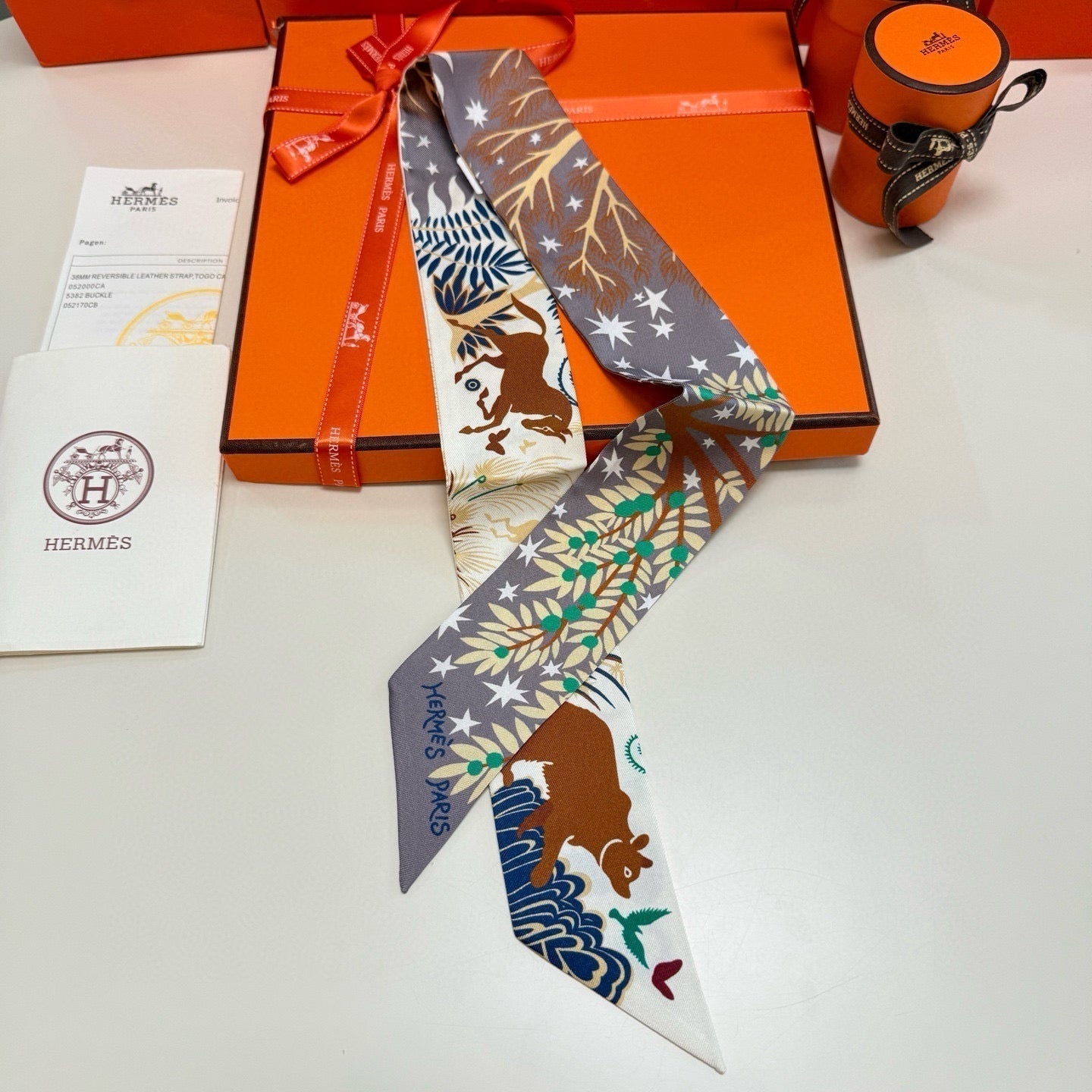 HERMES HERMES 25S SILK NECKERCHIEF 86 IN SILK 714356