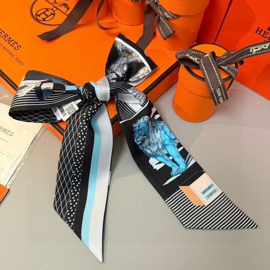 HERMES HERMES 25S SILK NECKERCHIEF 86 IN SILK 714361
