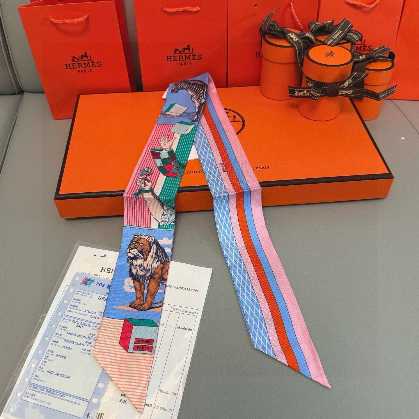 HERMES HERMES 25S SILK NECKERCHIEF 86 IN SILK 714362