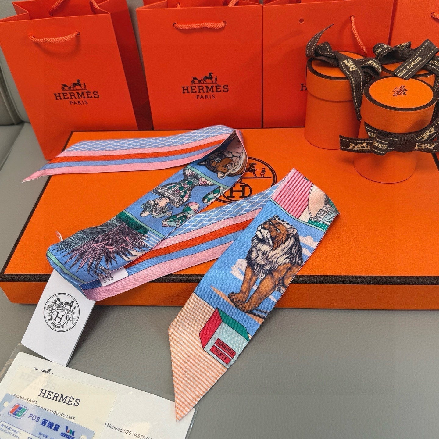 HERMES HERMES 25S SILK NECKERCHIEF 86 IN SILK 714362