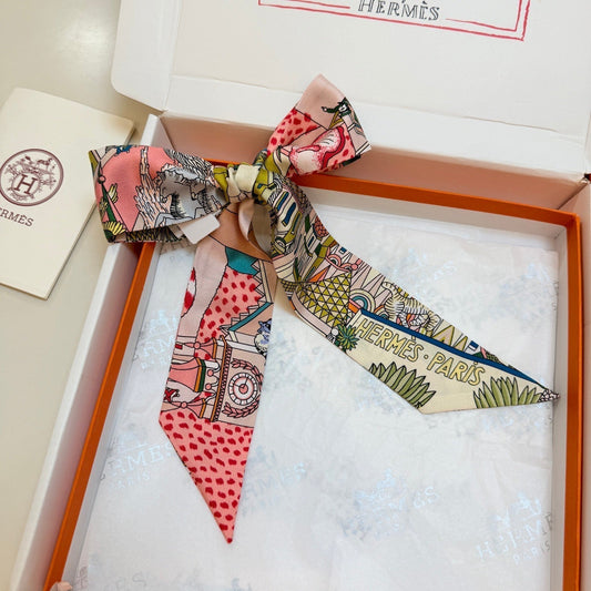 HERMES HERMES 25S NECKERCHIEF 86 IN SILK 989360