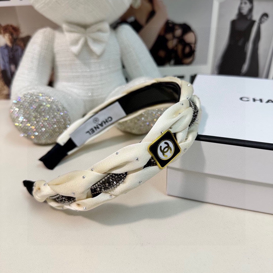 CHANEL HAIRBAND  LOGO WHITE FOR WOMEN 151339