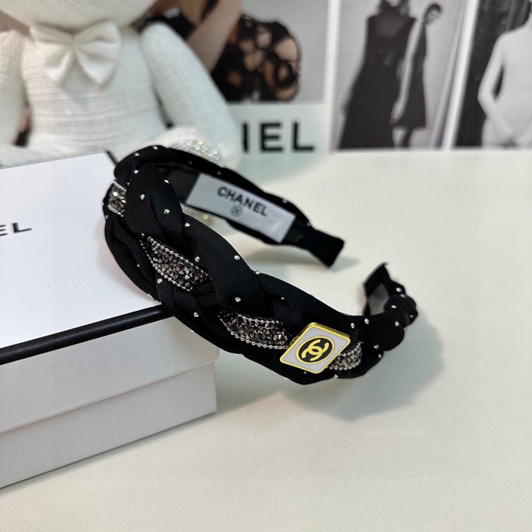 CHANEL HAIRBAND  LOGO BLACK FOR WOMEN 151340