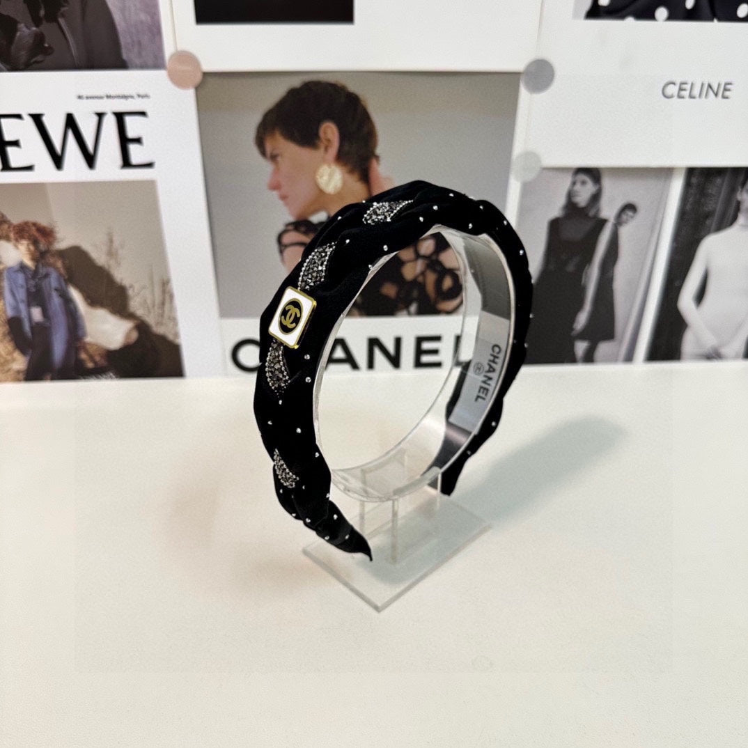 CHANEL HAIRBAND  LOGO BLACK FOR WOMEN 151340