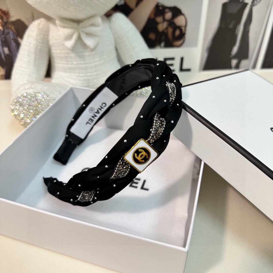 CHANEL HAIRBAND  LOGO BLACK FOR WOMEN 151340