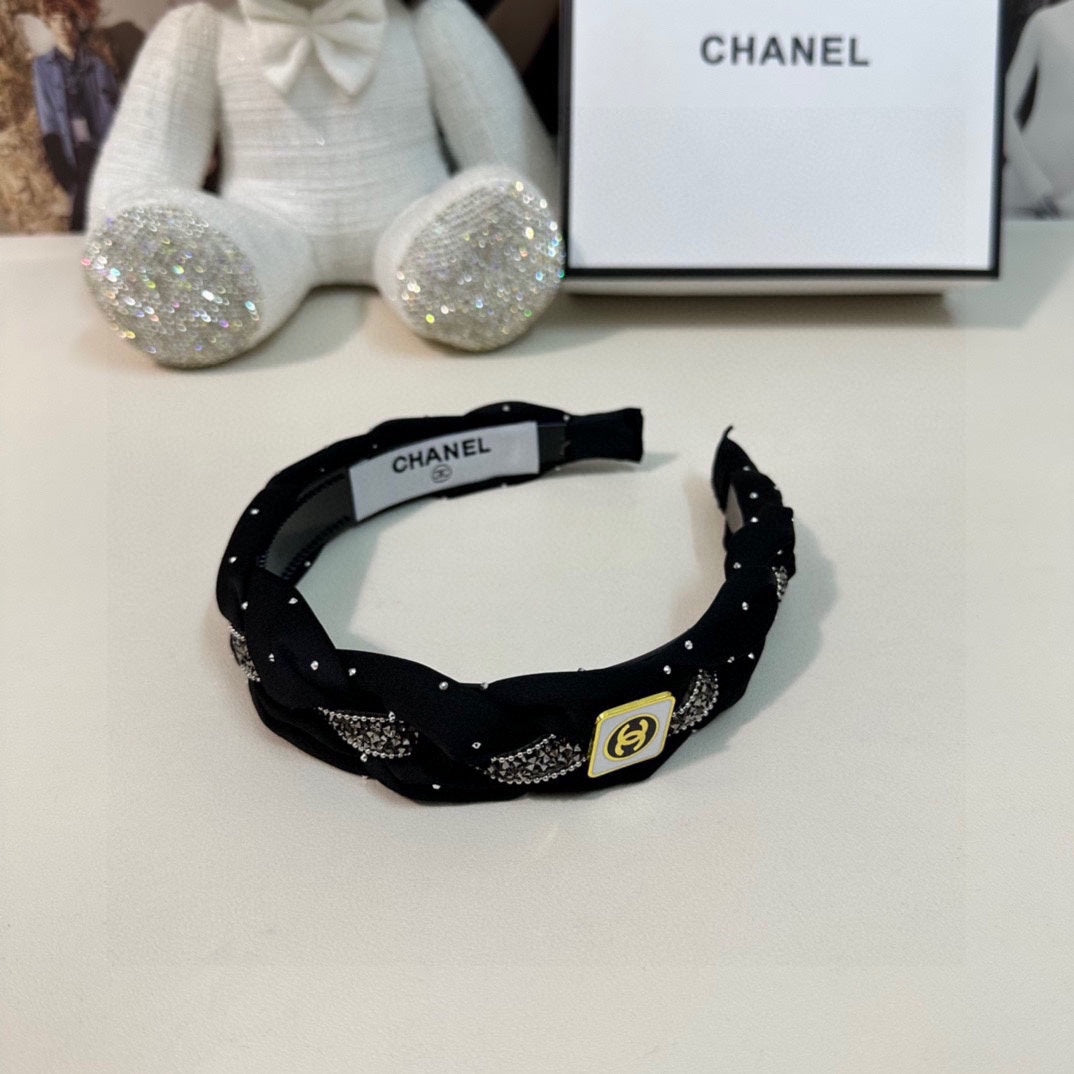 CHANEL HAIRBAND  LOGO BLACK FOR WOMEN 151340