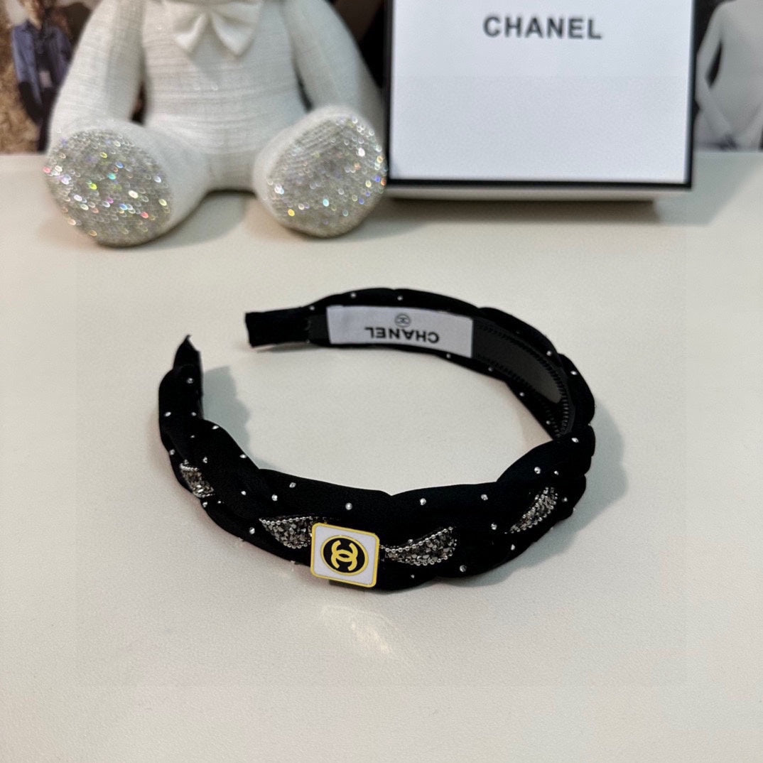 CHANEL HAIRBAND  LOGO BLACK FOR WOMEN 151340
