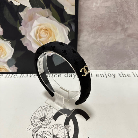 CHANEL BLACK FABRIC HAIRBAND 432839