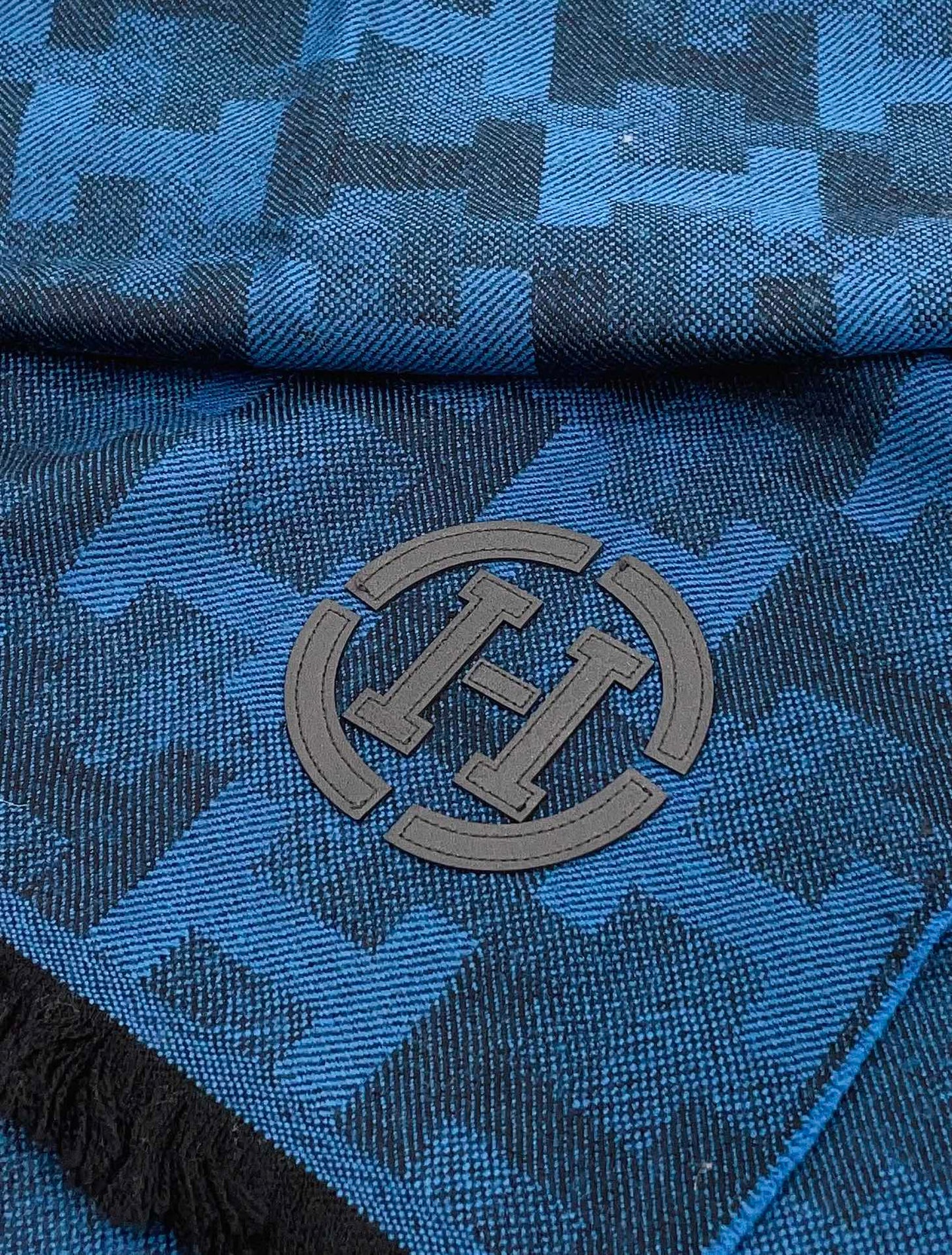 HERMES SCARF 200 CM IN COBALT BLUE MONOGRAM CASERE