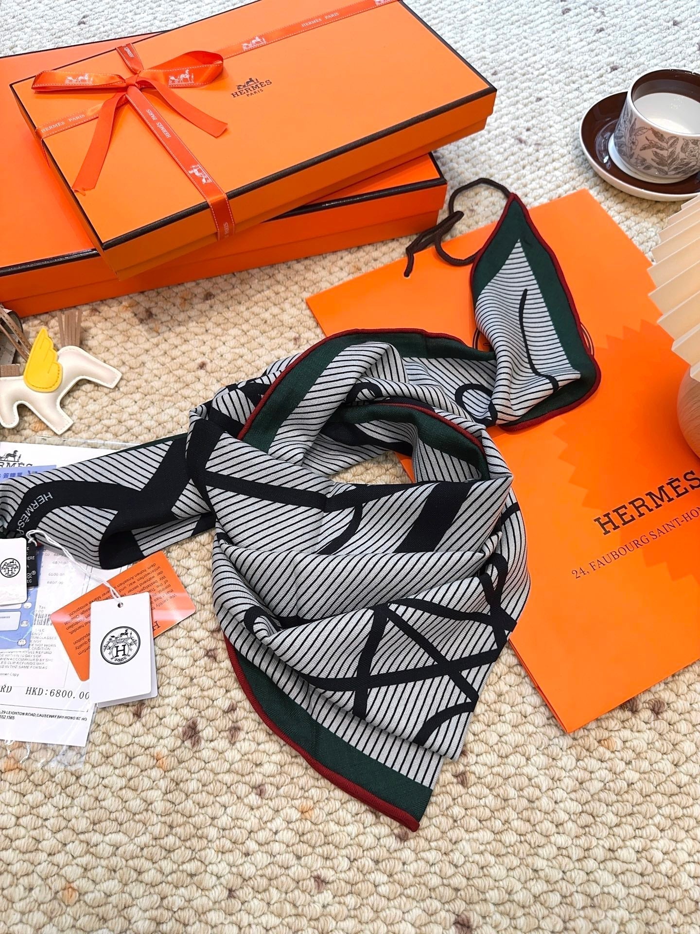 HERMES HERMES 25S SCARF 140 IN CASERE SILK 854530