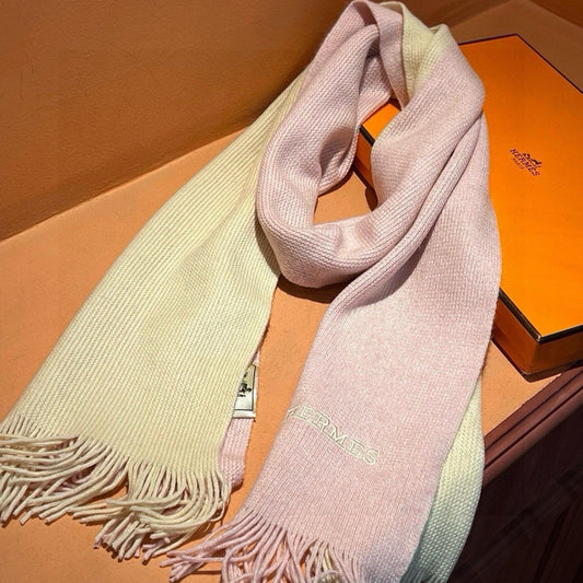 HERMES HIGH-END SCARF 180 IN LIGHT PINK MIX BEIGE CASERE