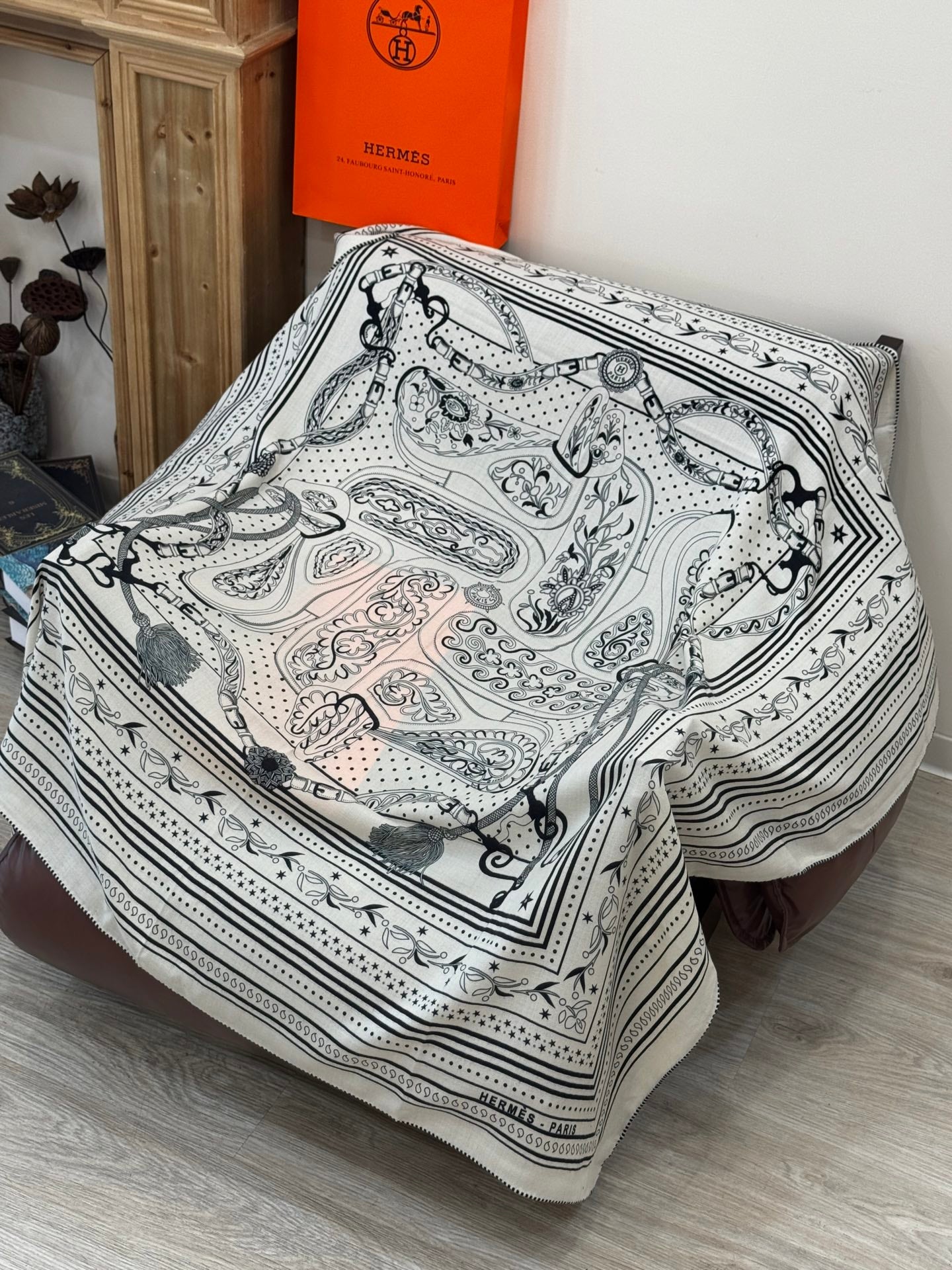 HERMES HERMES 25S SCARF 140 IN CASERE SILK 727316