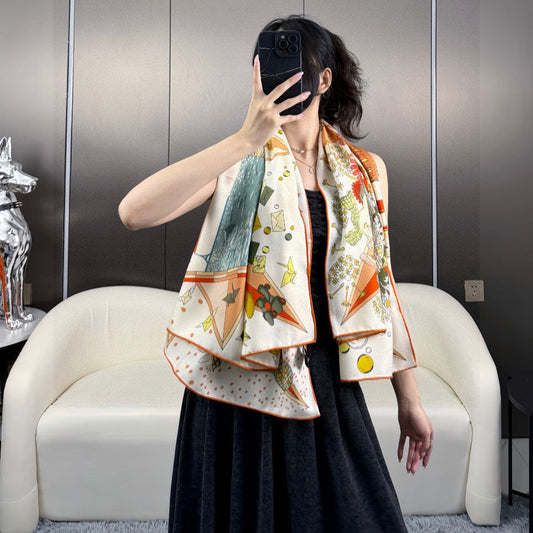 HERMES HERMES 25S SCARF 135 IN SILK AND CASERE 735831