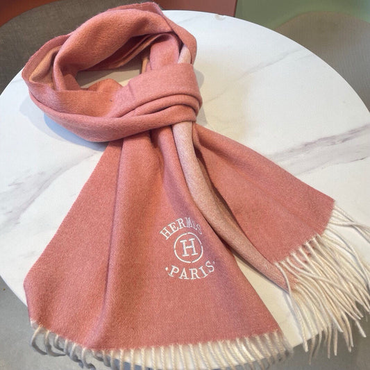 HERMES RECTO-VERSO MUFFLER 190 ROSE PINK CASERE