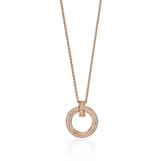 TIFFANY T1 CIRCLE DIAMOND PAVED MEDIUM NECKLACE
